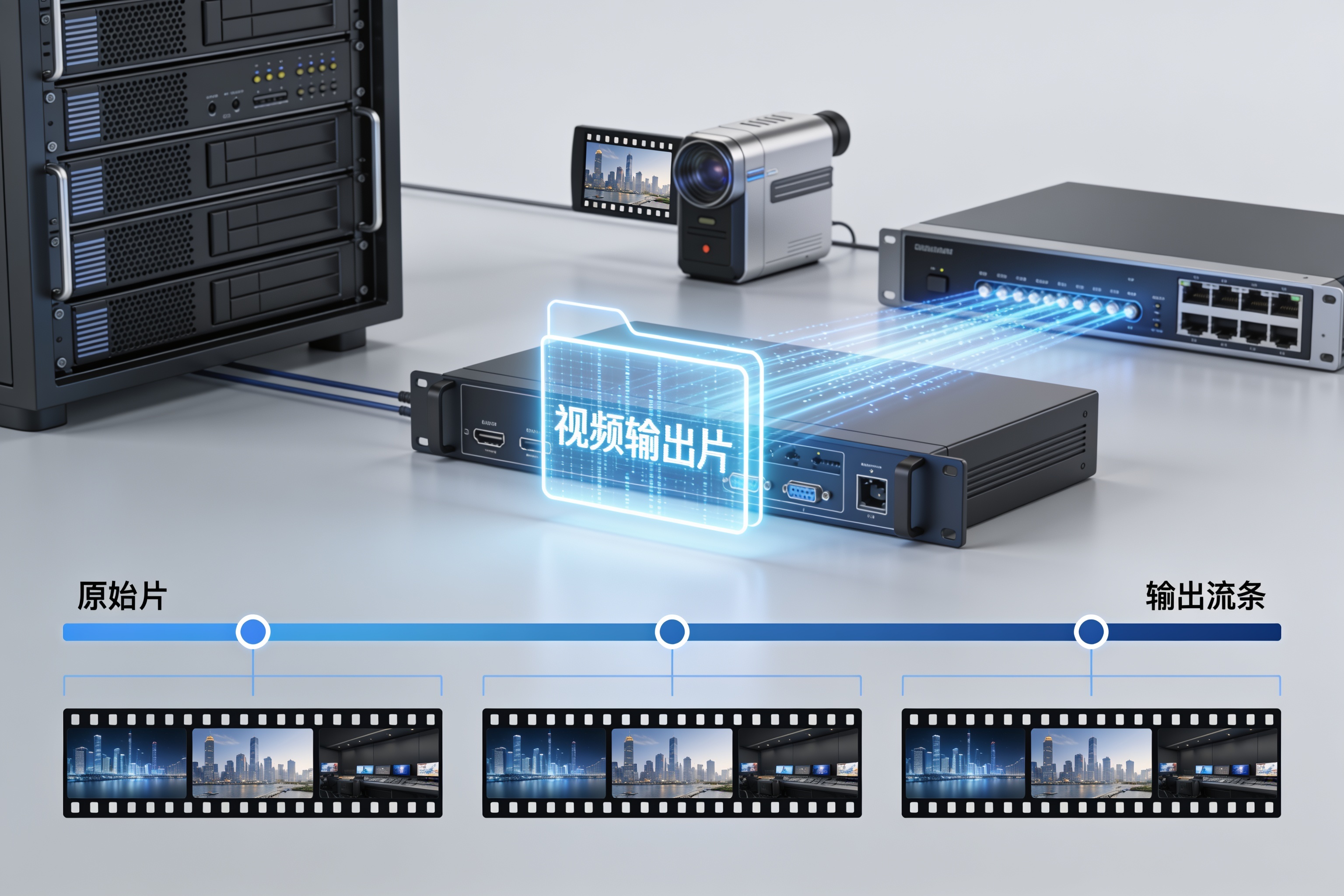 多码率转码流程示意图展示三档清晰度输出